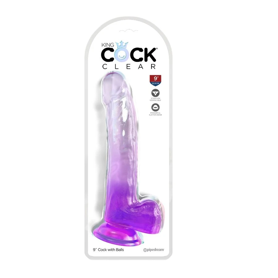 KING COCK - CLEAR DILDO WITH TESTICLES 20.3 CM PURPLE